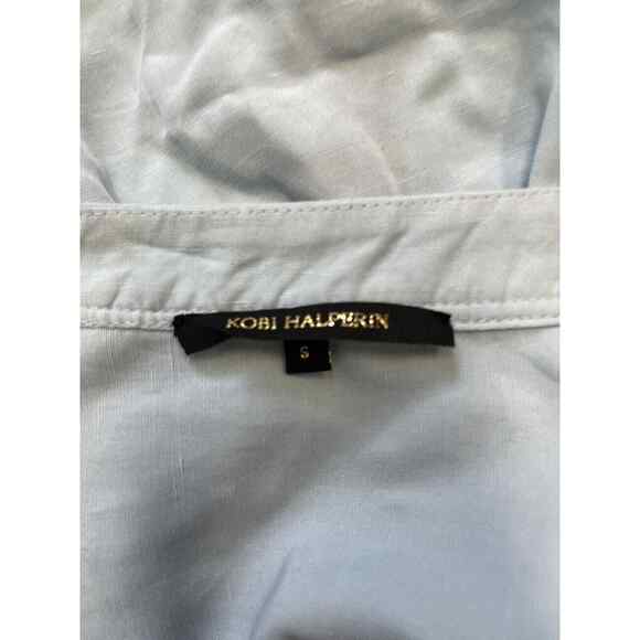 KOBI HALPERIN Light Blue Luisa Embroidered Floral Ruffle Blouse Top Shirt Size S - Picture 4 of 5